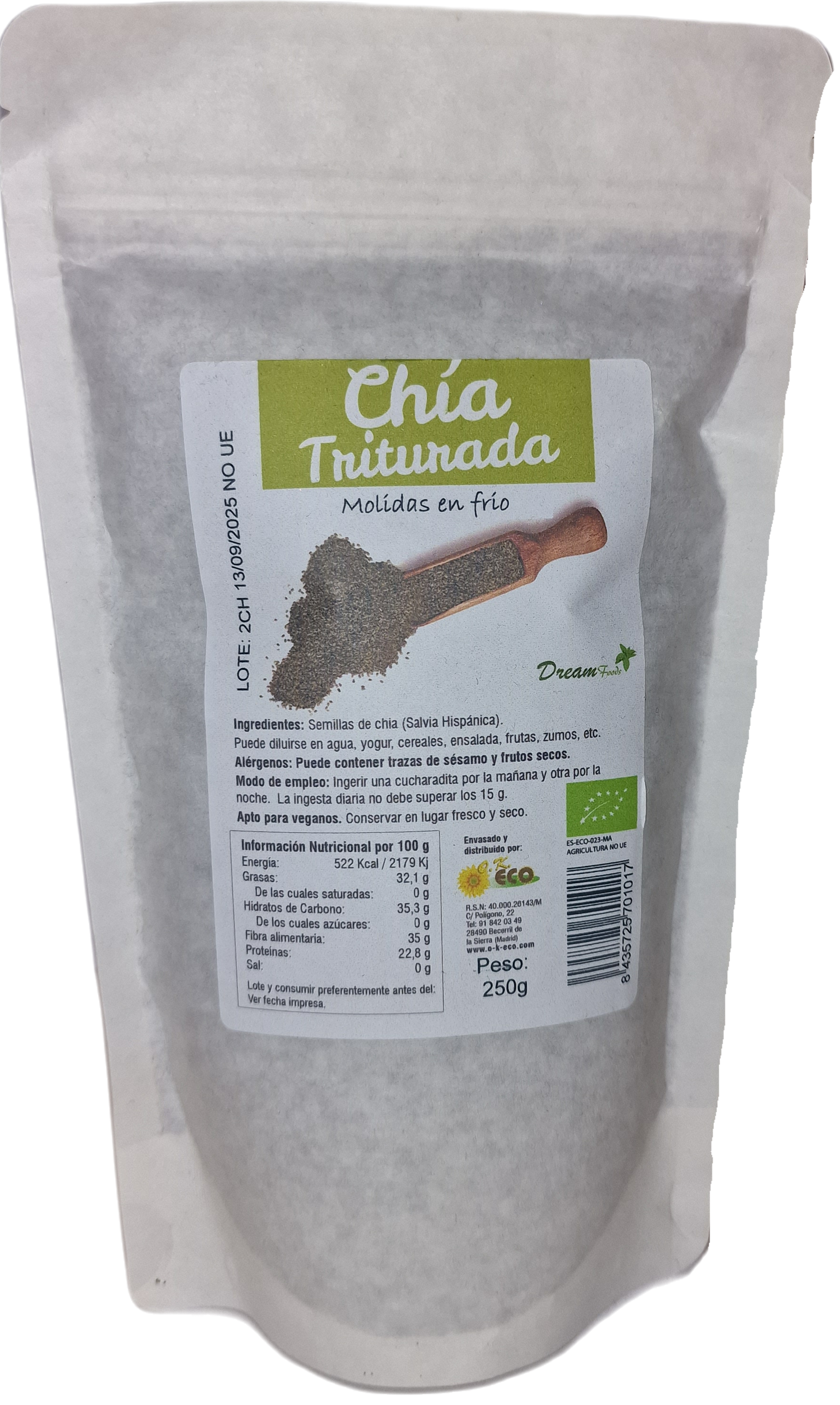 Semillas de chía triturada