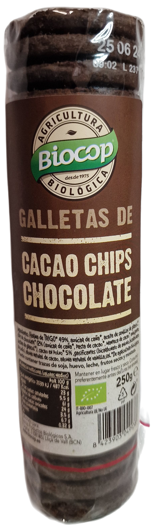 Galletas de cacao chips chocolate 250 gr