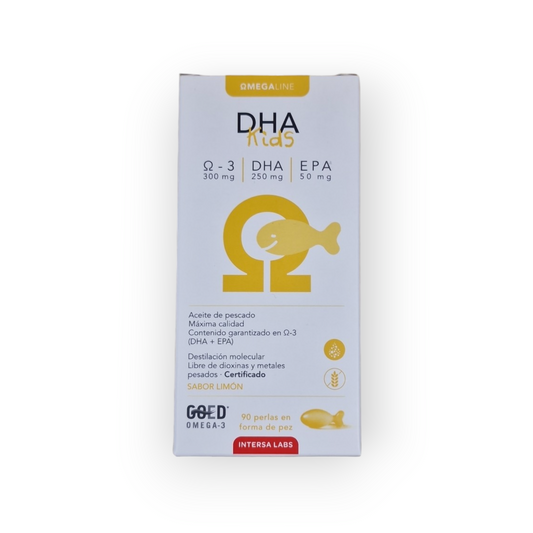 DHA Kids - Perlas masticables sabor limón con forma de pez