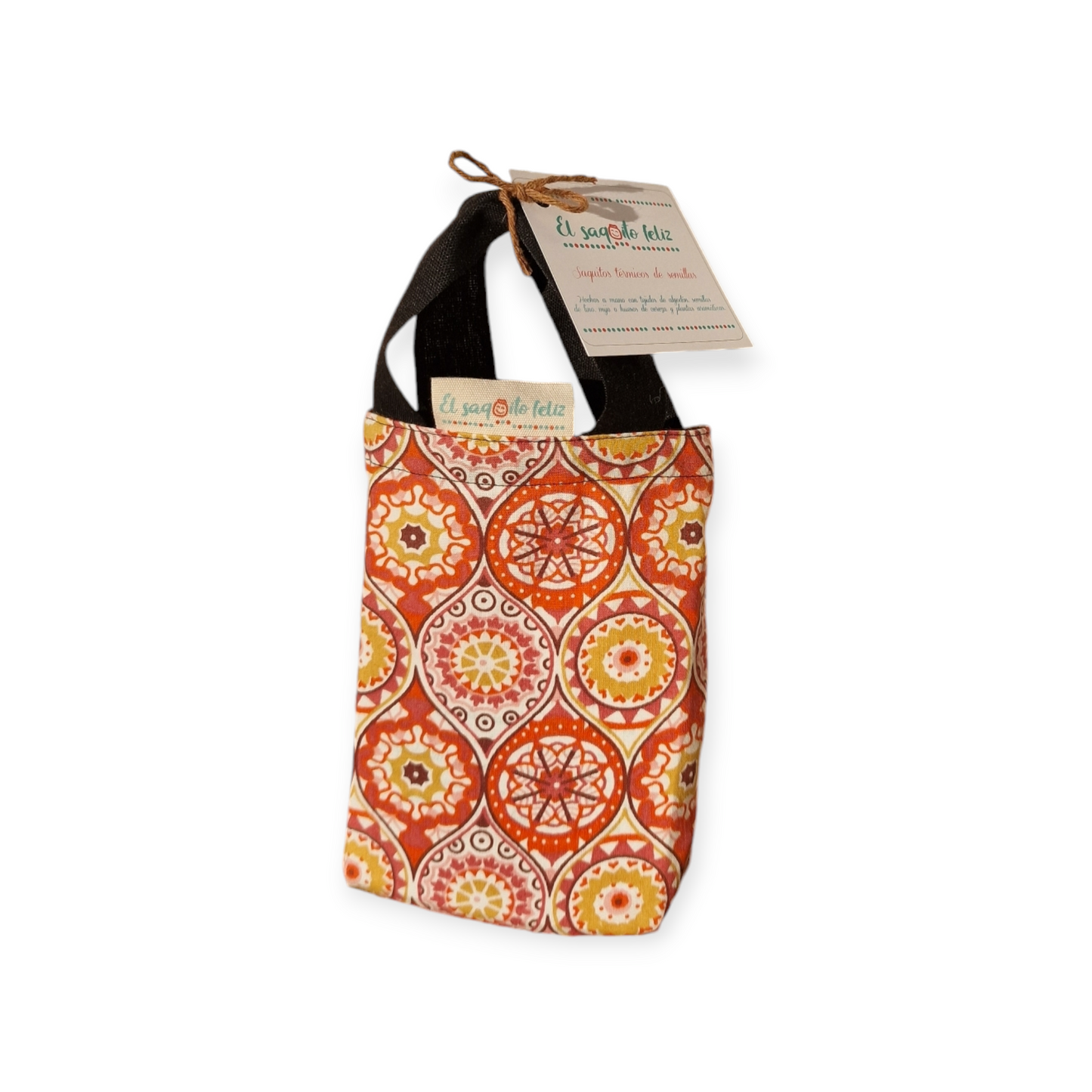 Antifaz térmico semillas (calor / frío) - Modelo "Antifaz" - Mandalas naranja
