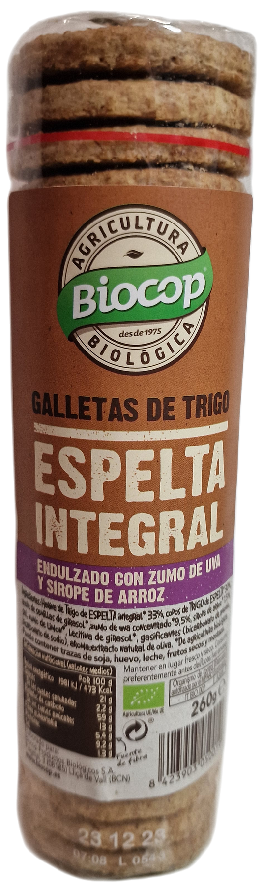 Galletas de espelta integral 260 gr