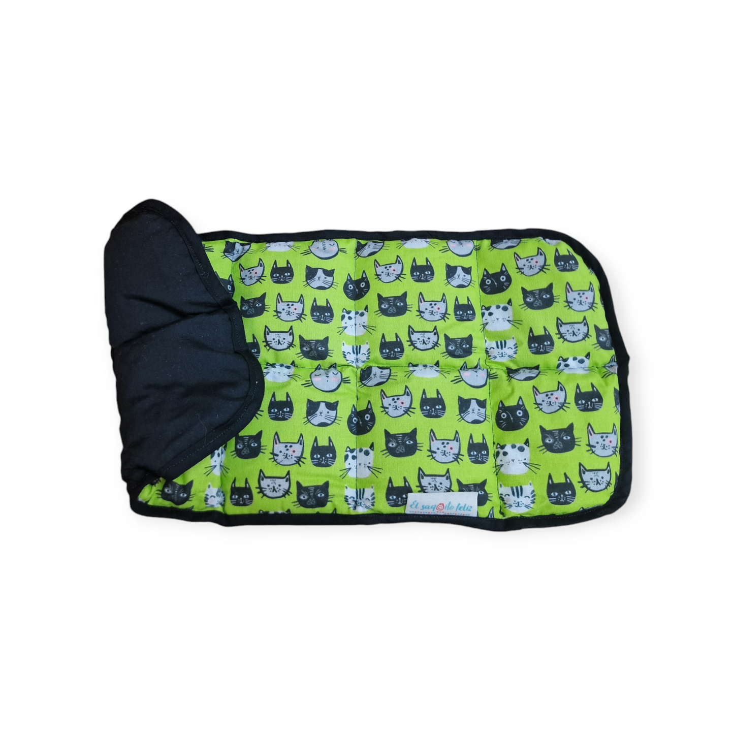 Saco térmico de semillas (calor / frío) - Modelo "Mi Saquito" - "Gatitos verde"