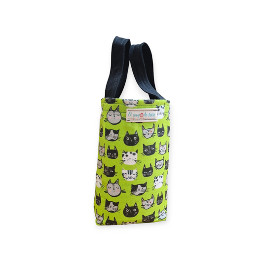 Saco térmico de semillas (calor / frío) - Modelo "Mi Saquito" - "Gatitos verde"