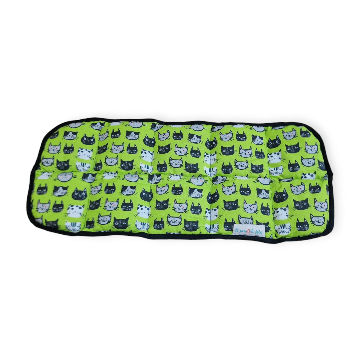 Saco térmico de semillas (calor / frío) - Modelo "Mi Saquito" - "Gatitos verde"