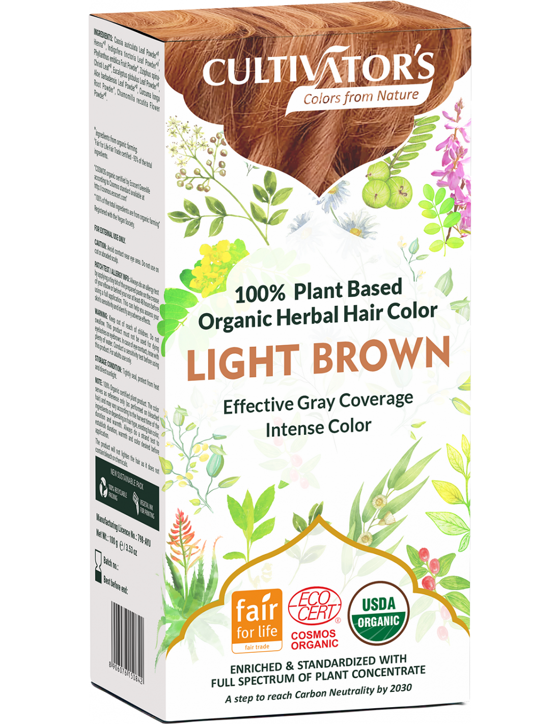 Tinte orgánico Castaño Dorado Claro 100 gr. CULTIVATORS